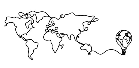 Map as line drawing on white background. Vector	
