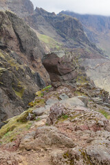 Wanderung im Nationalpark Skaftafell und Vatnajökull im südosten von Island mit seinen Flechten und Moosen, Hochebene und Felsen ein Wanderparadies.
