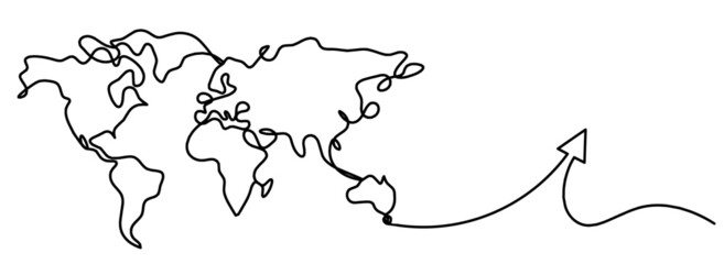 Map as line drawing on white background. Vector	
