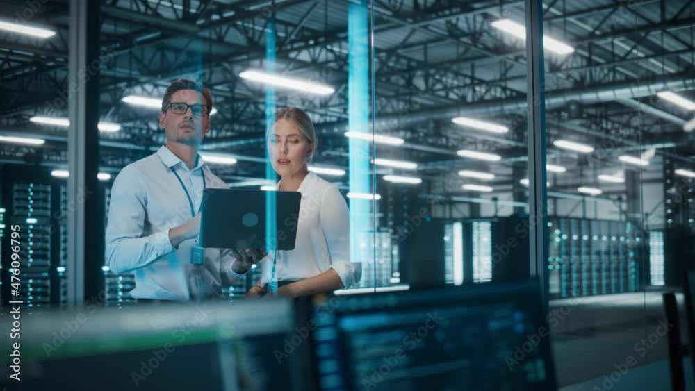 Poster Information Technology Specialist and Data Center Administrator Working on Personal Computer, Monitoring Web Services, Cloud Computing, Analytics Facility, Performing Maintenance and Cyber Security