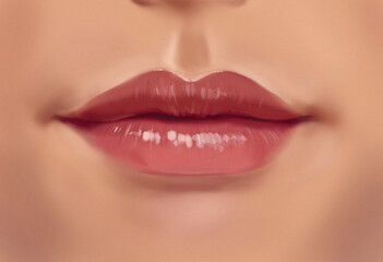 Obraz premium close up lips of woman
