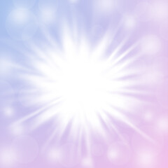 Abstract white and blue, purple sunburst, Explosion, Sunlight, and effect star bright bokeh background.	