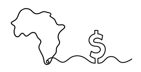 Africa as line drawing on white background. Vector