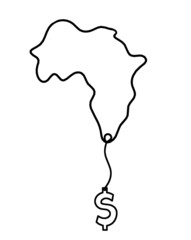 Africa as line drawing on white background. Vector