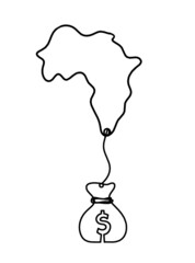 Africa as line drawing on white background. Vector