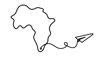 Africa as line drawing on white background. Vector