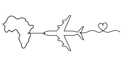 Africa as line drawing on white background. Vector