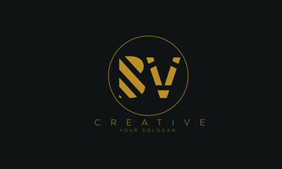 BV is a creative gap design logo with golden color and black background.