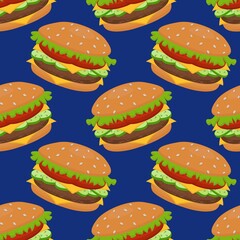 Vector seamless pattern with a hamburger. It can be used for textiles, website backgrounds