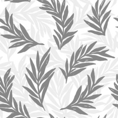 seamless grey and white abstract floral background with branch