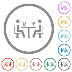 Cocktail bar flat icons with outlines