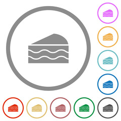 Slice of cake flat icons with outlines