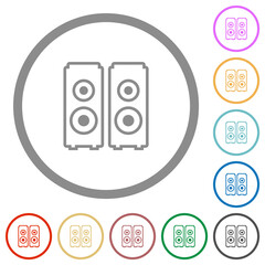 Speakers outline flat icons with outlines