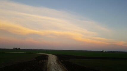 Landscape sunset reflecting off clouds