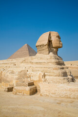 Landscape of the Sphinx in front of the pyramids of Giza, egypt