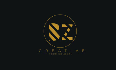 BZ is a creative gap design logo with golden color and black background.