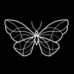 Wave butterfly line icon, isolated on the black	
