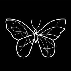 Wave butterfly line icon, isolated on the black	
