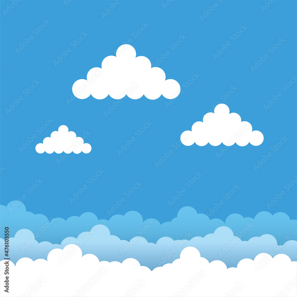 Poster set of cloud icons in trendy flat style isolated on blue background. cloud symbol for your web site 