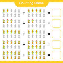 Count and match, count the number of Rocket and match with the right numbers. Educational children game, printable worksheet, vector illustration