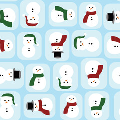 Christmas Snowmen Tiles Seamless Repeat Design