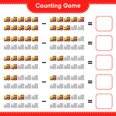 Count and match, count the number of Train and match with the right numbers. Educational children game, printable worksheet, vector illustration