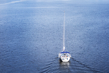 Friendship and luxury vacation. Yacht on the water