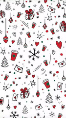 Christmass seamless pattern.Beautiful christmas doodles seamless pattern - hand drawn and detailed, great for christmas textiles, banners, wrappers, wallpapers - vector surface design