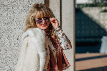 woman in coat on the street outdoors