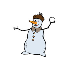 a snowman is playing snowballs