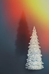 Christmas tree made of crystal with abstract lighting.