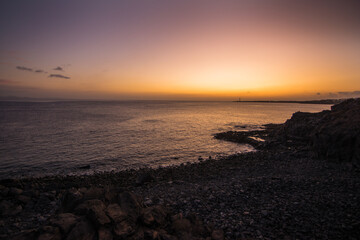 Obraz premium Beautiful sunset at Lanzarote - Lanzarote, Canary Islands, Spain