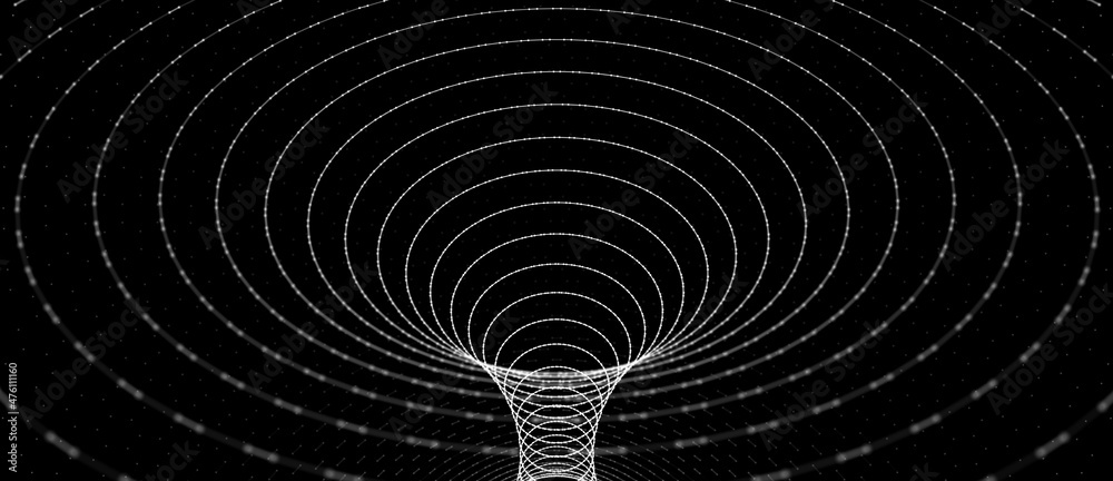 Aufkleber abstract tunnel. 3d wormhole or vortex. grid. 3d rendering