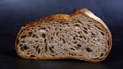 Side view of a sliced bread slice