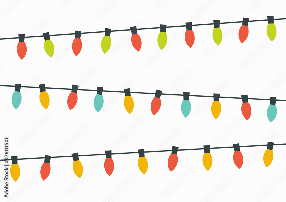 Canvas Prints christmas lights strings with colorful bulbs isolated on white background.