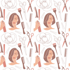 Hairdresser collection in a flat art style. 