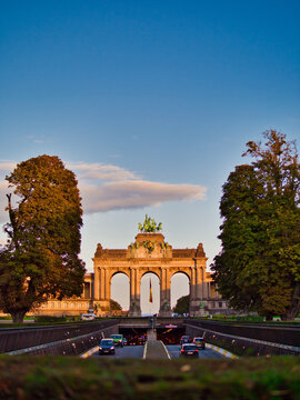 Vertical shot of Parc du Cinquantenaire, Brussels, Belgium.