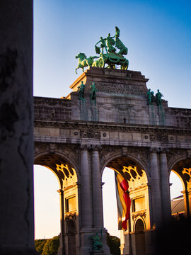 Vertical shot of Parc du Cinquantenaire, Brussels, Belgium.