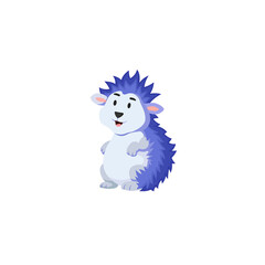 Puerco espín, dibujo animado. Erizo, caricatura. Ilustración vectorial, estilo azul