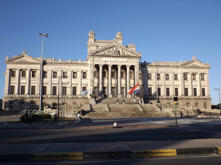 Fototapeta na wymiar The Legislative Palace is the seat of the Legislative Power of Uruguay. Neoclassical Architecture, Meano - Moretti. Representatives and Senators.