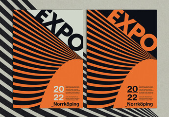 Event Poster Layout with Distort Lines Geometric Pattern Composition