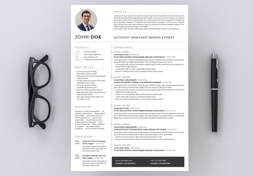 Resume Layout with Black Accents
