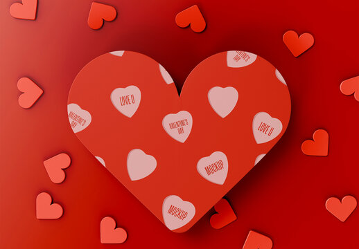 3D Top View of Valentine's Box Mockup