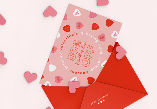3D Valentine's Day Postcard Mockup