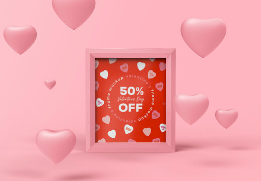 3D Valentine's Day Frame Mockup
