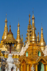Fototapeta na wymiar Shwedagon Pagoda, the most sacred Buddhist pagoda and religious site in Yangon, Myanmar, Burma
