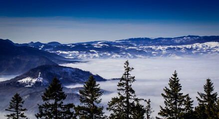 Winter mountains and clouds 