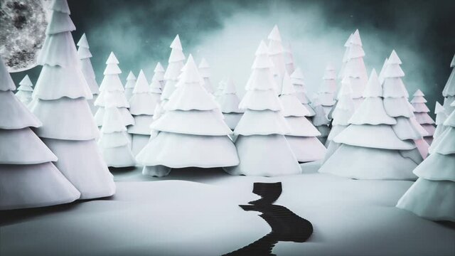 Weihnachtliche Winterlandschaft mit schneebedeckten Tannen