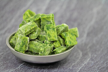 Close up from frozen Vegetable spinach