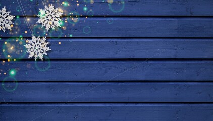 Festive decorative Christmas. Advent background banner panorama template - Bokeh lights, stars and ice crystals,